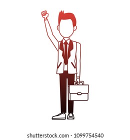 Executive businessman cartoon red lines
