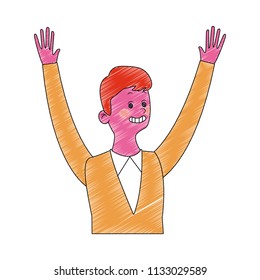 Executive businessman cartoon scribble pop colors