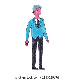 Executive businessman cartoon scribble pop colors