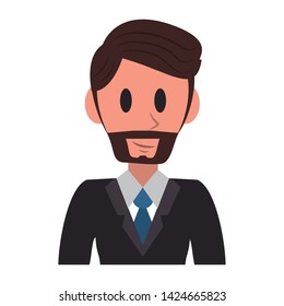 Executive businessman character with beard profile cartoon vector illustration graphic design