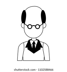 Executive businessman faceless cartoon in black and white colors