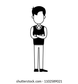 Executive businessman faceless cartoon in black and white colors