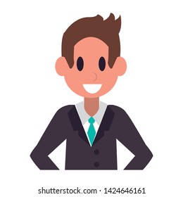 Executive businessman smiling character  worker cartoon profile vector illustration graphic design