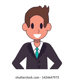 Executive businessman smiling character  worker cartoon profile vector illustration graphic design