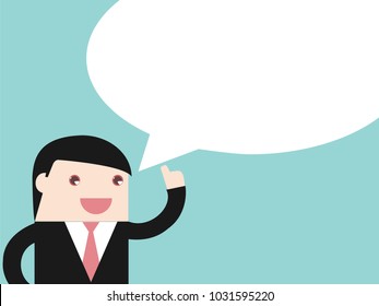 Executive businessman with speech bubble. Flat design for business financial marketing concept cartoon illustration.