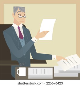 Executive businessman working on some documents.