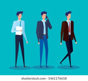 executive businessmen with smartphone and office document