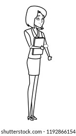Executive businesswoman cartoon in black and white
