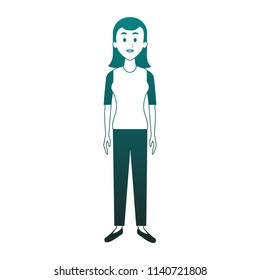 Executive businesswoman cartoon in blue lines