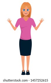 Executive businesswoman smiling and greeting cartoon ,vector illustration graphic design.