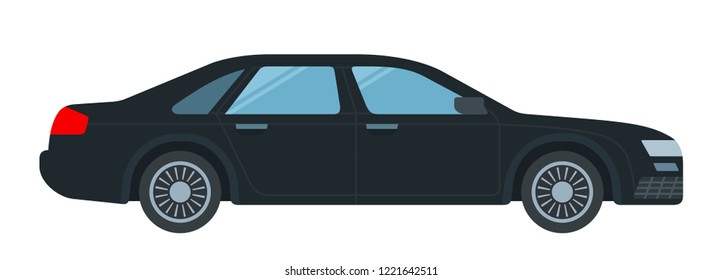 Executive class taxi in black color vector flat icon isolated on white