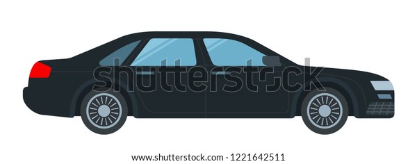 Executive class taxi in black color vector flat\
icon isolated on\
white