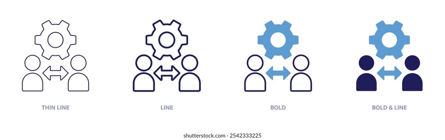 Ícone de coaching executivo em 4 estilos diferentes. Linha fina, Linha, Negrito e Linha Negrito. Estilo duotônico. Traçado editável.