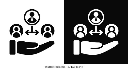 Icono de entrenamiento ejecutivo estilo de fondo blanco y negro