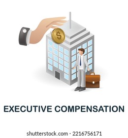 Executive Compensation Icon. 3d Illustration From Esg Collection. Creative Executive Compensation 3d Icon For Web Design, Templates, Infographics And More