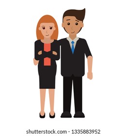 executive couple cartoon
