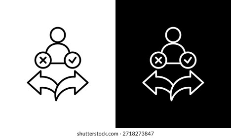 Entwurf für weißen Symbolsatz mit Umrisslinie der Executive-Entscheidung