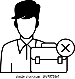 Executive Dismessed Vector Icon Design, hrm symbol on white background, layoff Sign, Business character stock illustration, Jobless Person Concept, worker gets fired pictogram
