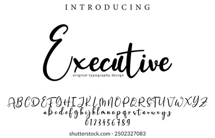 Executive Font Stylish brush painted an uppercase vector letters, alphabet, typeface