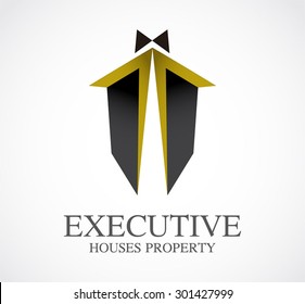 Executive house property abstract vector logo design template real estate business icon company home identity symbol concept
