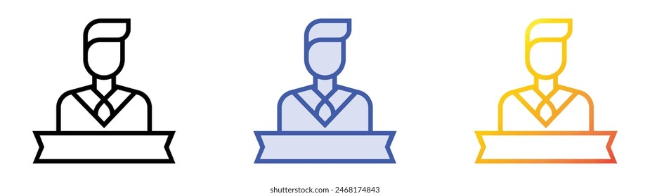 executive icon. Linear, Blue Fill and Gradient Style Design Isolated On White Background