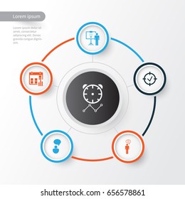 Executive Icons Set. Collection Of Approved Target, Opinion Analysis, Reminder And Other Elements. Also Includes Symbols Such As Opinion, Message, Idea.