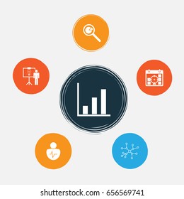Executive Icons Set. Collection Of Bar Chart, Solution Demonstration, Conversation And Other Elements. Also Includes Symbols Such As Trait, Statistic, Bar.