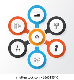 Executive Icons Set. Collection Of Opinion Analysis, System Structure, Company Statistics And Other Elements. Also Includes Symbols Such As Project, Chat, Cooperation.
