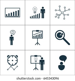 Executive Icons Set. Collection Of Reminder, Conversation, Opinion Analysis And Other Elements. Also Includes Symbols Such As Communication, Project, Idea.