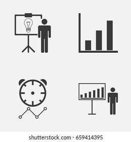 Executive Icons Set. Collection Of Reminder, Project Presentation, Solution Demonstration And Other Elements. Also Includes Symbols Such As Timeout, Presentation, Deadline.