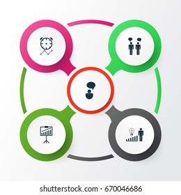 Executive Icons Set. Collection Of Reminder, Decision Making, Report Demonstration And Other Elements. Also Includes Symbols Such As Conversation, Improvement, Diagram.