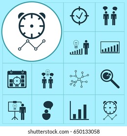Executive Icons Set. Collection Of Team Meeting, Solution Demonstration, Decision Making And Other Elements. Also Includes Symbols Such As Communication, Timeout, Discussion.