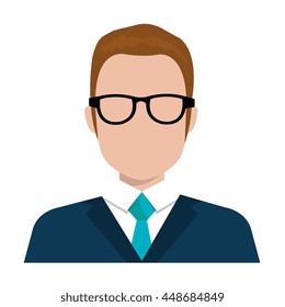 Executive male profile with elegant suit and tie, vector illustration design.