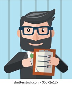 executive man holding clipboard half body