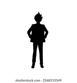 Executive man silhouette in profile, white background.