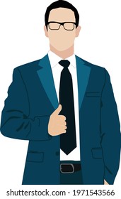 Executive man thumbs up management guy