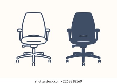 Executive office chair icon. Linear icon and glyphicon. Business equipment. Armchair. Vector isolated illustrations