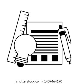 executive office work business team elements cartoon vector illustration graphic design in black and white