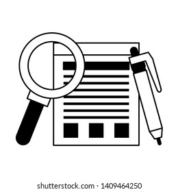 executive office work business team elements cartoon vector illustration graphic design in black and white