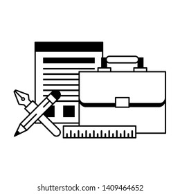 executive office work business team elements cartoon vector illustration graphic design in black and white