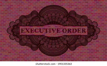 executive order text inside Linear currency brick stone wall realistic emblem. Tiles delicate background. Vector illustration. 