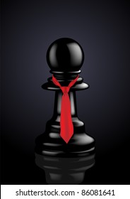 Executive Pawn with Red Tie - Vector Illustration