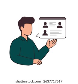 Executive Presenting Virtual Meeting White Background Remote Business Communication Solution