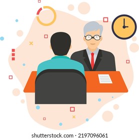 Executive recruiting the people sign, Job Interview Concept, hrm symbol, Candidate Screening Process Vector Icon Design,  Business Meeting Stock illustration, 