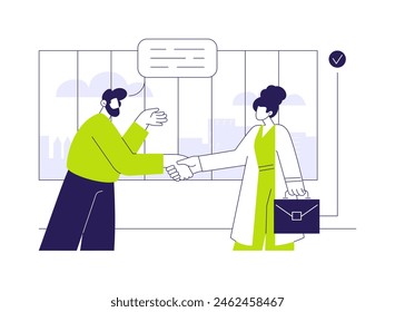 Executive recruitment abstract concept vector illustration. HR manager hiring an executive, human resources, recruiting idea, headhunting agency, talking with candidate abstract metaphor.