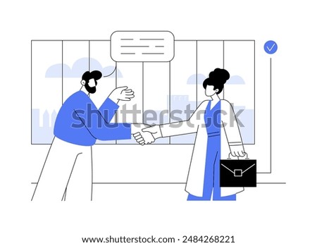 Executive recruitment abstract concept vector illustration. HR manager hiring an executive, human resources, recruiting idea, headhunting agency, talking with candidate abstract metaphor.