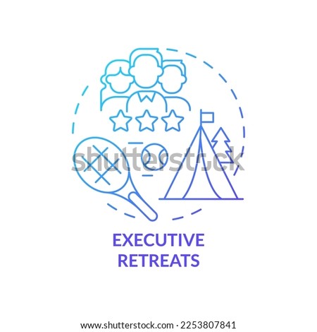 Executive retreats blue gradient concept icon. Informal communication. Type of corporate events abstract idea thin line illustration. Isolated outline drawing. Myriad Pro-Bold font used