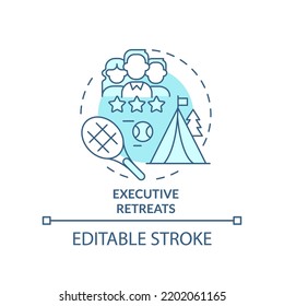 Executive retreats turquoise concept icon. Communication. Type of corporate events abstract idea thin line illustration. Isolated outline drawing. Editable stroke. Arial, Myriad Pro-Bold fonts used