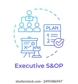 Executive SOP blue gradient concept icon. Business meeting. Strategic planning. Project management. Round shape line illustration. Abstract idea. Graphic design. Easy to use article