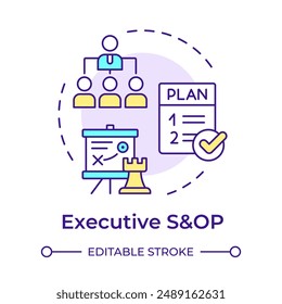 Executive SOP multi color concept icon. Business meeting. Strategic planning. Project management. Round shape line illustration. Abstract idea. Graphic design. Easy to use article